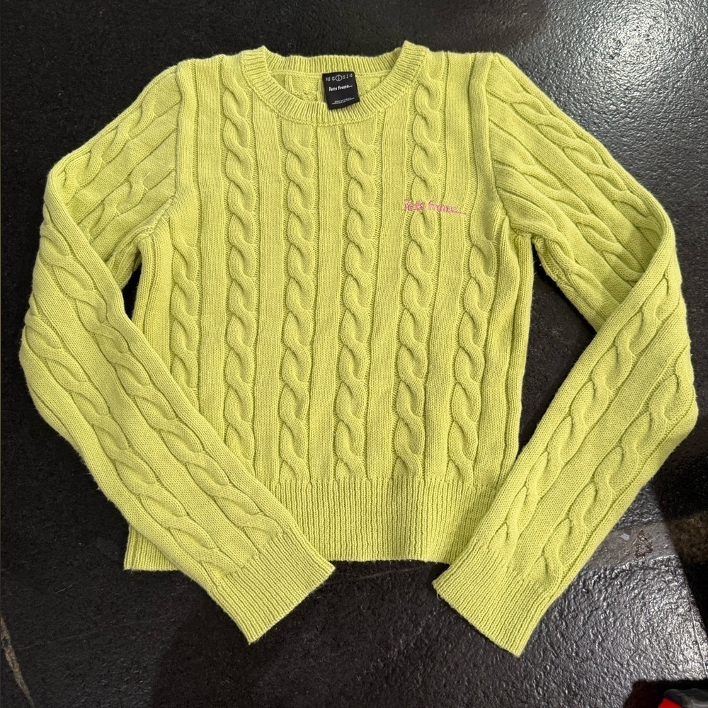 Urban Outfitters iets frans Cable Knit Sweater – Lime Green – Size Small